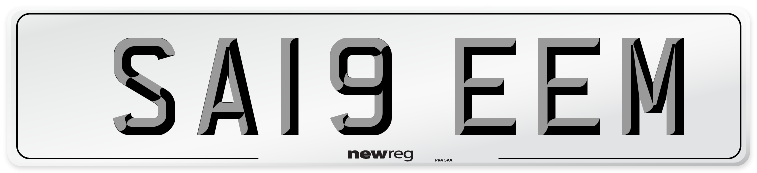 SA19 EEM Number Plate from New Reg